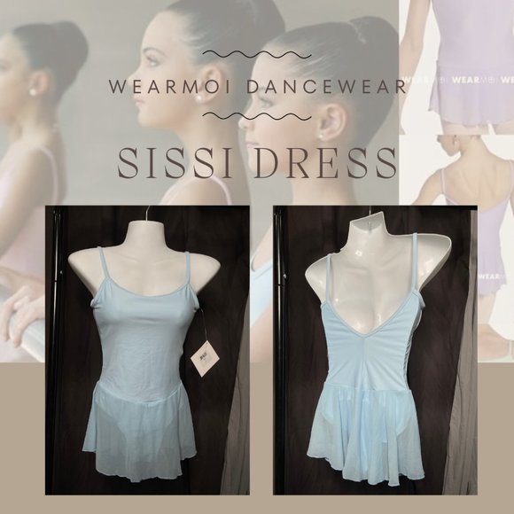 NEW Wear Moi Sissi Leotard Tulle Skirt V-back Dress Adult Sky (Light blue) - Picture 1 of 1
